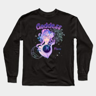 Zodiac Pisces Goddess Queen Horoscope Long Sleeve T-Shirt